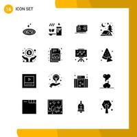 16 kreativ ikoner modern tecken och symboler av ekonomi natt id läger inbjudan redigerbar vektor design element