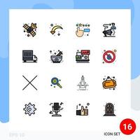 16 universelle, flache, farbgefüllte Linien für Web- und mobile Anwendungen, Feedback zur Lieferung von Megaphonen, vom Benutzer bearbeitbare kreative Vektordesignelemente vektor