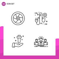 Outline Icon Set Packung mit 4 Zeilensymbolen isoliert auf weißem Hintergrund für reaktionsschnelles Website-Design, Druck- und mobile Anwendungen vektor