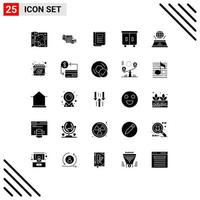 Stock Vector Icon Pack mit 25 Linienzeichen und Symbolen für Hologramm-Innenbuchmöbeldekor editierbare Vektordesign-Elemente