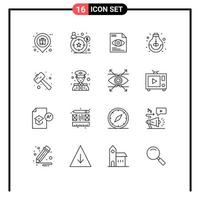 Aktienvektor-Icon-Pack mit 16 Zeilenzeichen und Symbolen für Klopf-Schuldatei-Ideenbildung editierbare Vektordesign-Elemente vektor