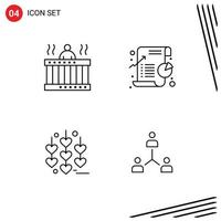 Benutzerschnittstellenpaket mit 4 grundlegenden Filledline-Flachfarben heißer Statistik-Spa-Diagramme lieben editierbare Vektordesign-Elemente vektor