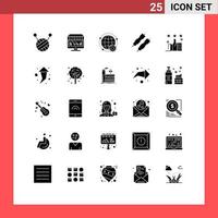 25 kreative Symbole, moderne Zeichen und Symbole der Unterstützungswelt wie Lebensmittel, editierbare Vektordesign-Elemente vektor