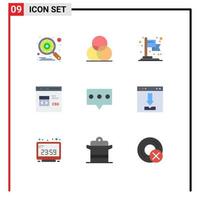 satz von 9 flachen vektorfarben auf raster für kommentar entwicklungsleistung entwickeln kodierung editierbare vektordesignelemente vektor