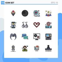 Piktogramm-Set aus 16 einfachen, flachen, farbgefüllten Linien von Zubehör Mobile Business Development App editierbare kreative Vektordesign-Elemente vektor