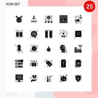 25 solides Glyphenkonzept für mobile Websites und Apps Website-Seitenverwaltung Interneteinstellung bearbeitbare Vektordesign-Elemente vektor