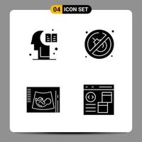 4 schwarze Icon-Pack-Glyphen-Symbole Zeichen für ansprechende Designs auf weißem Hintergrund 4 Icons gesetzt vektor