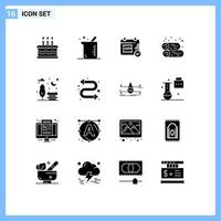 Stock Vector Icon Pack mit 16 Linienzeichen und Symbolen für Pfeile City Security Bank Kamin editierbare Vektordesign-Elemente