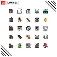 Stock Vector Icon Pack mit 25 Zeilenzeichen und Symbolen für die Überwachung von Ofen-SEO-Feiern im Internet editierbare Vektordesign-Elemente