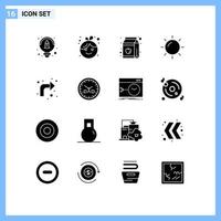 Stock Vector Icon Pack mit 16 Zeilenzeichen und Symbolen für rechts nachladende Saftpfeile steigen editierbare Vektordesign-Elemente