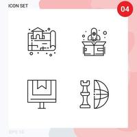 4 universell fylld linje platt färger uppsättning för webb och mobil tillämpningar egendom leverans verklig upp uppkopplad redigerbar vektor design element