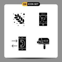 4 schwarze Icon-Pack-Glyphen-Symbole Zeichen für ansprechende Designs auf weißem Hintergrund 4 Icons gesetzt vektor