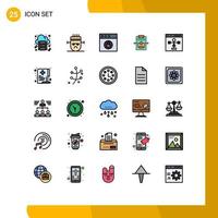 Gruppe von 25 gefüllten flachen Farbzeichen und Symbolen für die Entwicklung von Codierungs-App-Einstellungen Netzwerk editierbare Vektordesign-Elemente vektor