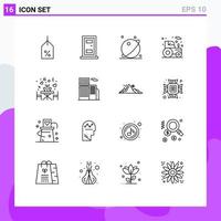 uppsättning av 16 modern ui ikoner symboler tecken för restaurang traktor bana bruka lantbruk redigerbar vektor design element