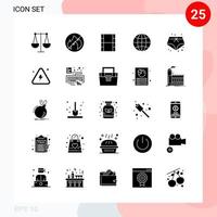vektor packa av 25 ikoner i fast stil kreativ glyf packa isolerat på vit bakgrund för webb och mobil