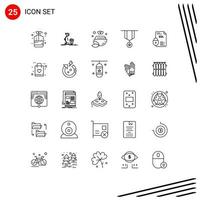 Stock Vector Icon Pack mit 25 Linienzeichen und Symbolen für Sternabzeichen Flash-Dekoration grün editierbare Vektordesign-Elemente