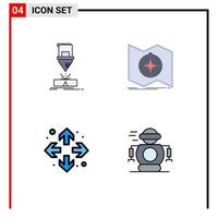 4 Benutzeroberfläche Filledline-Flachfarbpaket mit modernen Zeichen und Symbolen zum Schneiden von Navigationslasern Erkunden Sie bearbeitbare Vektordesignelemente im Vollbildmodus vektor