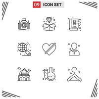 Stock Vector Icon Pack mit 9 Zeilenzeichen und Symbolen für verweigerte Internet-Schmuckweltgesetze editierbare Vektordesign-Elemente