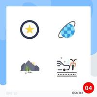 flaches Icon-Set für die mobile Schnittstelle mit 4 Piktogrammen von editierbaren Vektordesign-Elementen des bevorzugten Natur-Globus-Universum-Baums vektor