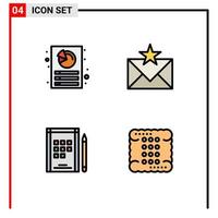 4 kreativ ikoner modern tecken och symboler av analys bok Rapportera kuvert anteckningar redigerbar vektor design element
