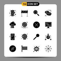 16 schwarze Icon-Pack-Glyphen-Symbole Zeichen für ansprechende Designs auf weißem Hintergrund 16 Icons gesetzt vektor