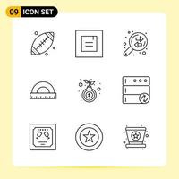9 kreativ ikoner för modern hemsida design och mottaglig mobil appar 9 översikt symboler tecken på vit bakgrund 9 ikon packa vektor