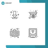 4 thematische Vektor-Filledline-Flachfarben und bearbeitbare Symbole für Download-Minuten, vollständige Designzeit, bearbeitbare Vektordesign-Elemente vektor