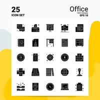 25 Office-Icon-Set 100 bearbeitbare eps 10-Dateien Business-Logo-Konzept-Ideen solides Glyphen-Icon-Design vektor