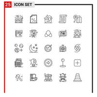 25 kreative Symbole, moderne Zeichen und Symbole des Standorts, Papierbadewanne, Bürodokument, editierbare Vektordesign-Elemente vektor