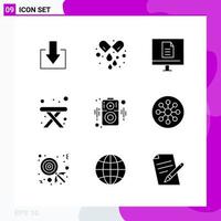 Solid Icon Set Pack mit 9 Glyphen-Icons isoliert auf weißem Hintergrund für Web-Print und Handy vektor