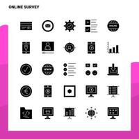 25 Online-Umfrage-Icon-Set solide Glyphen-Icon-Vektor-Illustrationsvorlage für Web- und mobile Ideen für Unternehmen vektor
