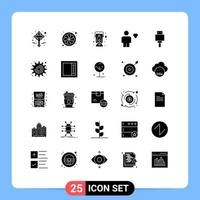 Stock Vector Icon Pack mit 25 Linienzeichen und Symbolen für Geräte Herzlampe Lieblings-Avatar editierbare Vektordesign-Elemente