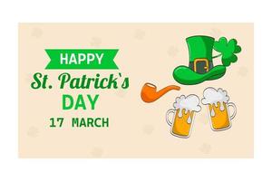 st. Patrick's Day-Banner. Koboldhut, Kleeblatt vektor