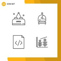 uppsättning av 4 modern ui ikoner symboler tecken för dryck html öppen Plats investering redigerbar vektor design element