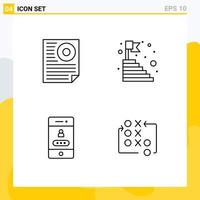 uppsättning av 4 modern ui ikoner symboler tecken för data Framgång sida topp låsa redigerbar vektor design element