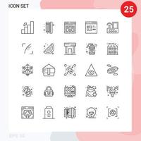 25 thematische Vektorlinien und bearbeitbare Symbole für die Entwicklung von Browser-Bleistift-Apps im Internet bearbeitbare Vektordesign-Elemente vektor
