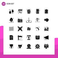 Aktienvektor-Icon-Pack mit 25 Zeilenzeichen und Symbolen für Ökologie-Strategie-Fast-Food-Pfad Online-Brieftasche editierbare Vektordesign-Elemente vektor