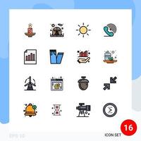 Piktogramm-Set aus 16 einfachen, flachen, farbgefüllten Linien von Dokument-Ringsessel-Empfängern, die editierbare kreative Vektordesign-Elemente anrufen vektor
