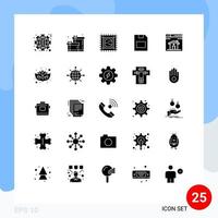 satz von 25 modernen ui-symbolen symbole zeichen für seite web cpu daten speicherkarte editierbare vektordesignelemente vektor