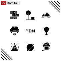 Pixle Perfekter Satz von 9 soliden Symbolen Glyphen-Icon-Set für die Gestaltung von Websites und die Schnittstelle für mobile Anwendungen vektor