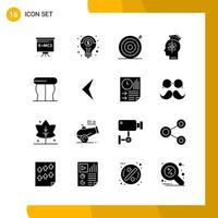 16 Icon-Set Solid-Style-Icon-Pack-Glyphen-Symbole isoliert auf weißem Hintergrund für responsives Website-Design vektor