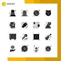 16 Icon-Set Solid-Style-Icon-Pack-Glyphen-Symbole isoliert auf weißem Hintergrund für responsives Website-Design vektor