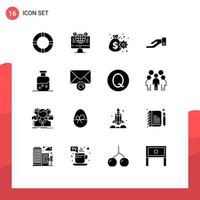 Stock Vector Icon Pack mit 16 Zeilenzeichen und Symbolen für Science Lab Business Share Almosen editierbare Vektordesign-Elemente