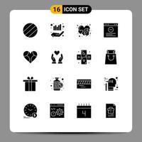 Stock Vector Icon Pack mit 16 Linienzeichen und Symbolen für Pflege wie Gesicht Lieblingsherz editierbare Vektordesign-Elemente