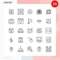 vektor packa av 25 ikoner i linje stil kreativ översikt packa isolerat på vit bakgrund för webb och mobil