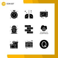 9 Icon Set Solid Style Icon Pack Glyphensymbole isoliert auf weißem Hintergrund für responsives Website-Design vektor