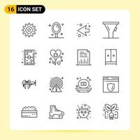 16 kreative Symbole für modernes Website-Design und ansprechende mobile Apps 16 Umrisssymbole Zeichen auf weißem Hintergrund 16 Symbolpaket vektor