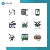 9 kreative Symbole moderne Zeichen und Symbole des Erinnerungsdienstes Telefon Krankenhaus Samsung editierbare Vektordesign-Elemente vektor