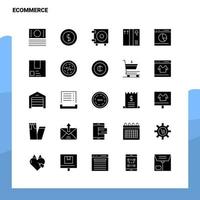 25 E-Commerce-Icon-Set solide Glyphen-Icon-Vektor-Illustrationsvorlage für Web- und mobile Ideen für Unternehmen vektor