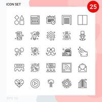 vektor packa av 25 ikoner i linje stil kreativ översikt packa isolerat på vit bakgrund för webb och mobil